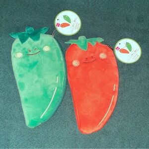 Daiso Green and Orange Pepper Pencil Cases